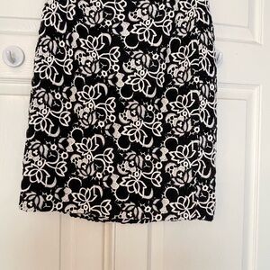 Talbots Black and White Floral Mini Skirt